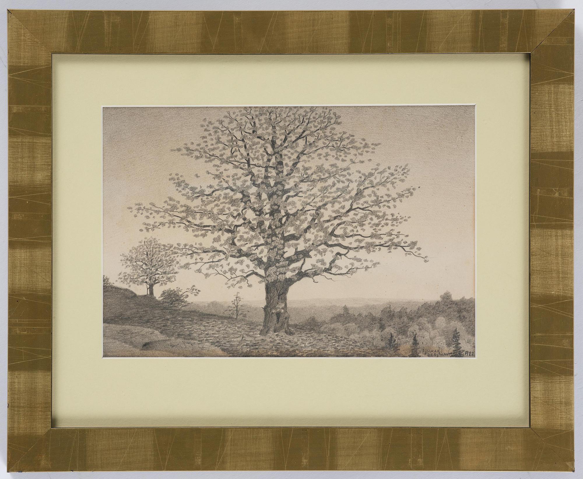 Oskar Bergman, Landscape with flowering Oak.