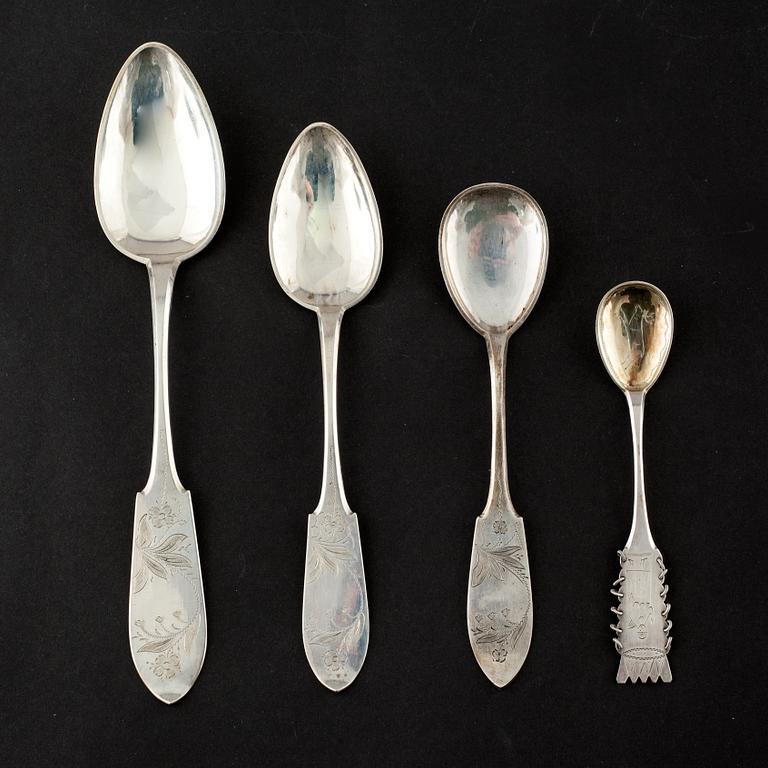 Seventeen silver spoons, mostly model "Tornedal", Oskar Strömbergs efterträdare, Haparanda, around the mid 20th century.