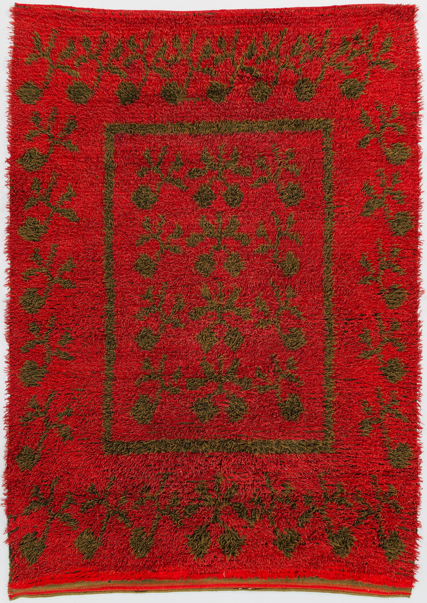 a mid-19th century Finnish long pile rug. Circa 190x140 cm.