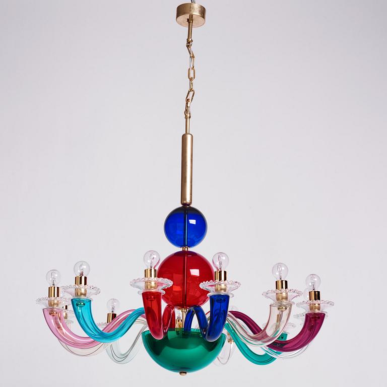 Gio Ponti, a 12 light chandelier, for Venini, Italy, 2014.