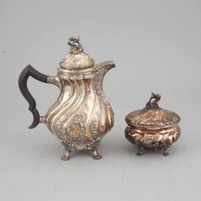 A three piece silver coffee service, CG Hallber, Stockholm 1945.