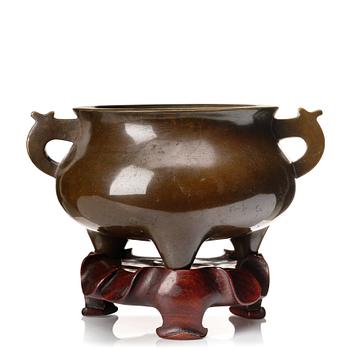 A copper alloy censer, Qing dynasty, 19th Century.