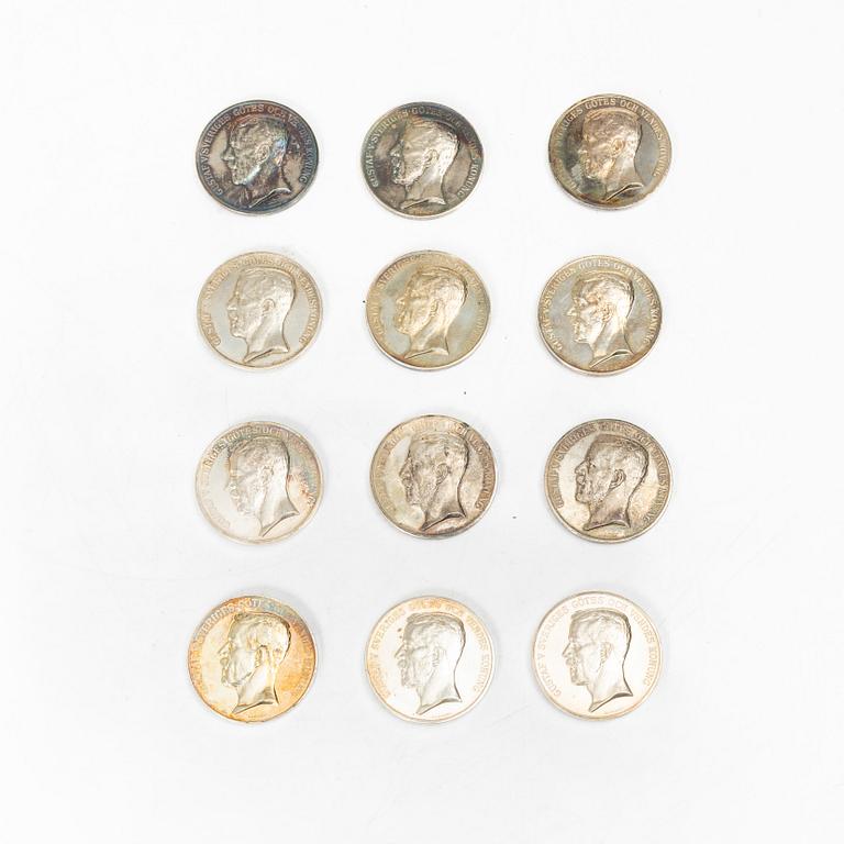 Medals, 12 pcs, silver, Sweden 1919-1930.
