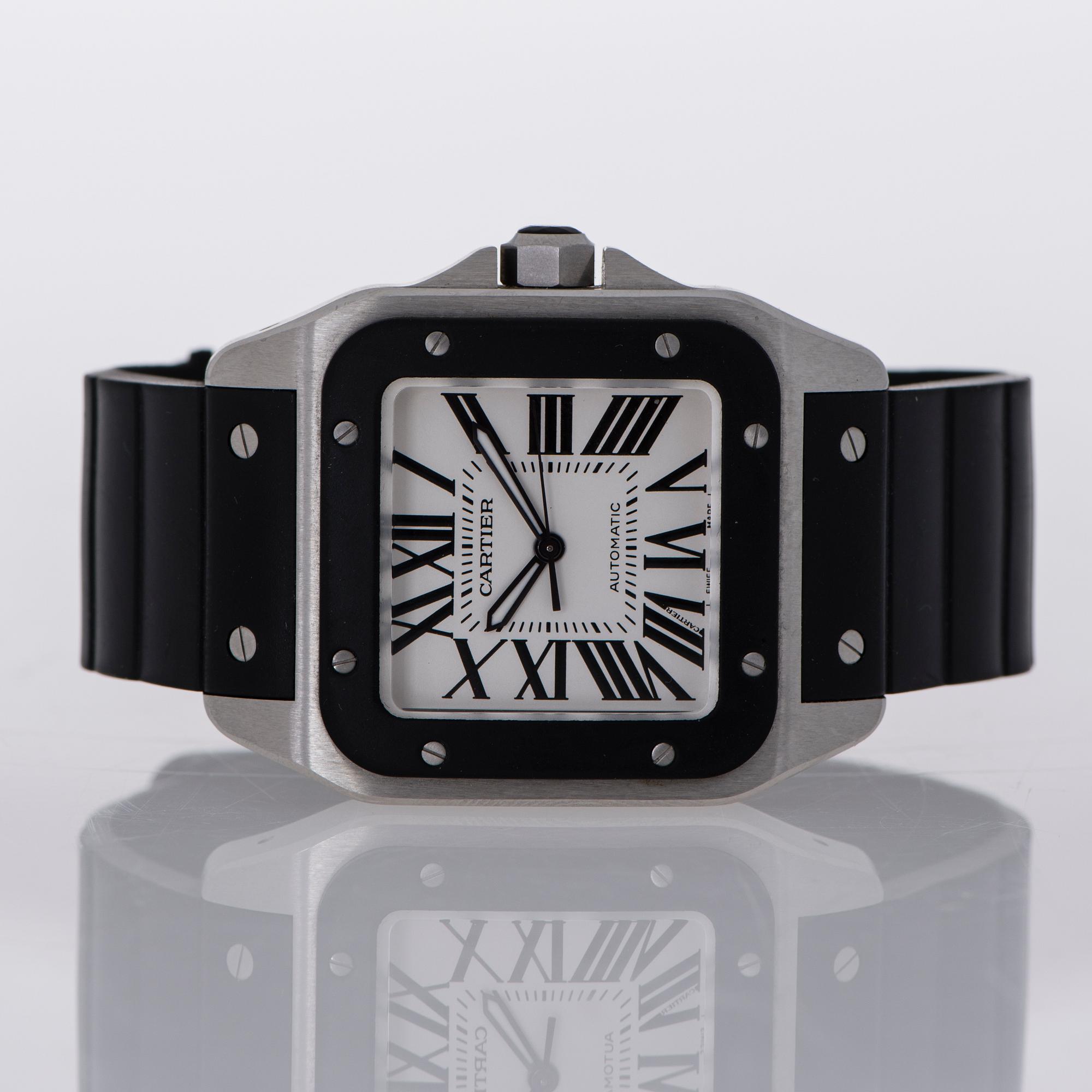 CARTIER, Santos 100 LM, wrist watch, 38 x 38 mm.