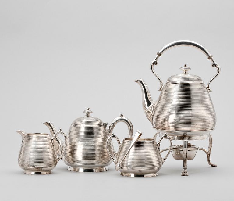 KAFFE- OCH TESERVIS, 4 delar, pläter, Richard Hodd & Sons, London. Tidigt 1900-tal.