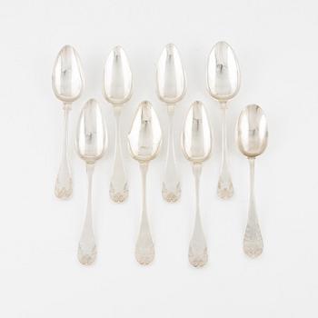 Skedar, 8 st, silver, bl.a Nils Wendelius, Uppsala, 1826.