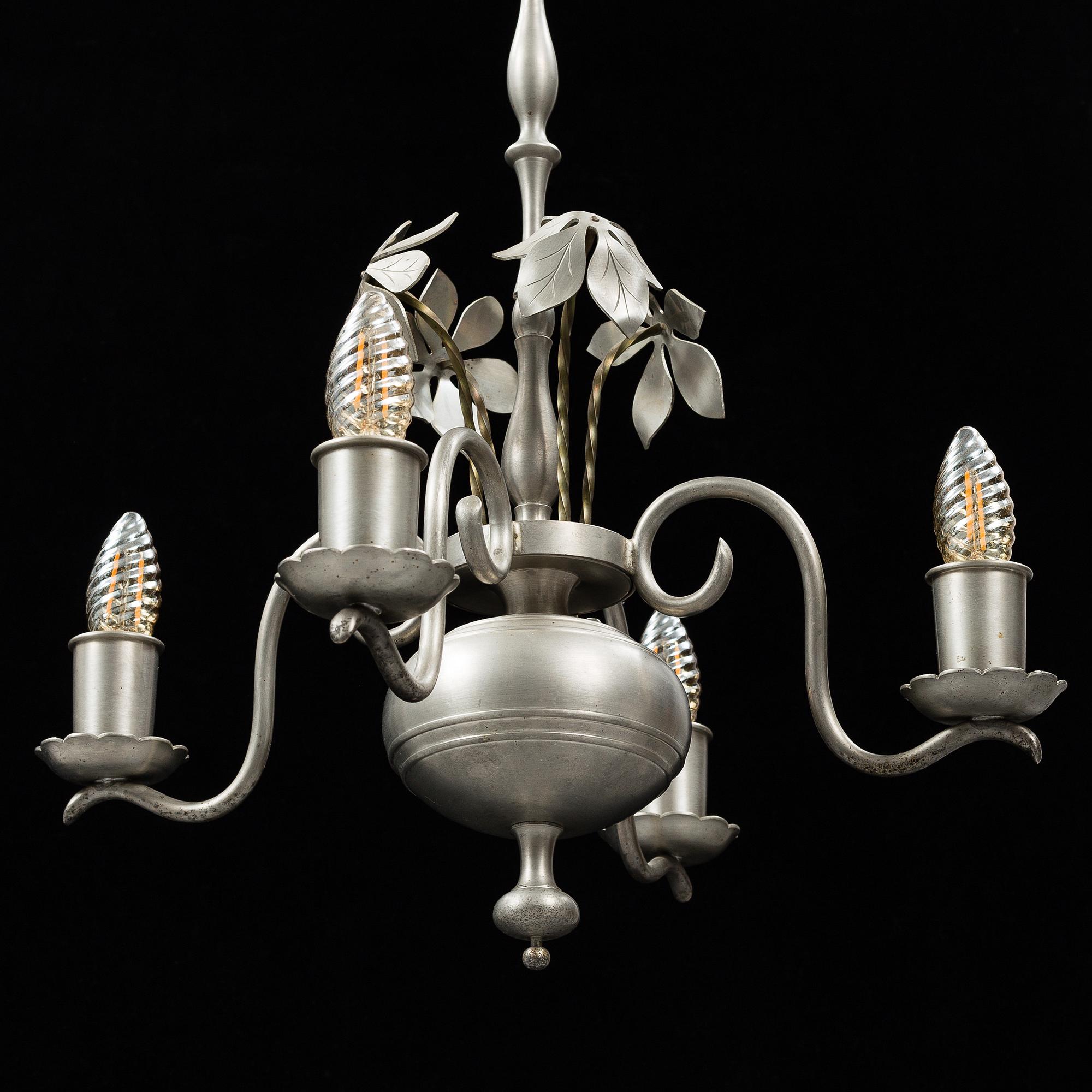 ESTRID ERICSON, a model 104 pewter chandelier, Svenskt Tenn, 1920's.