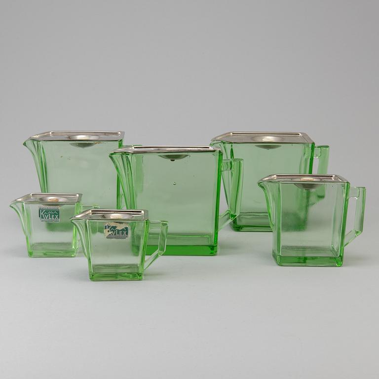 WILLIAM STENBERG, 6 st "Kylex", kylskåpstillbringare av glas, Gullaskruf 1900-talets mitt.
