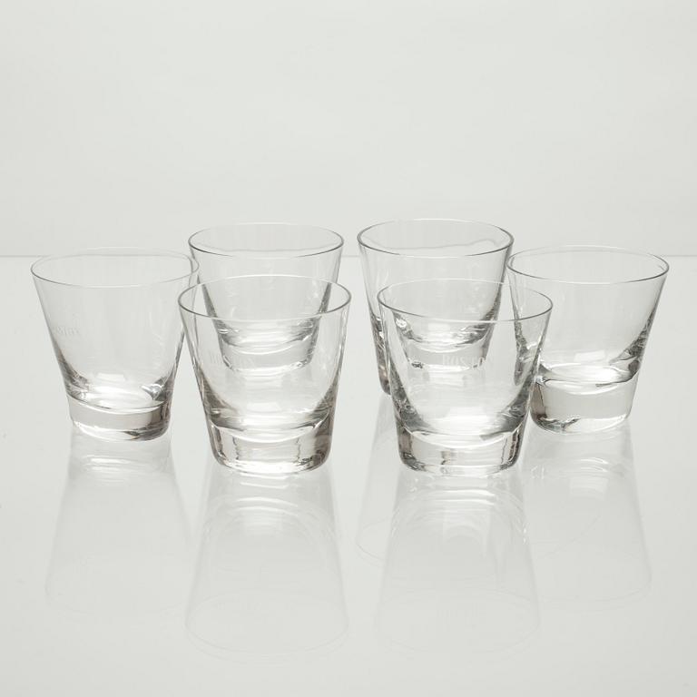 COCKTAILGLAS, 6 st, Tapio Wirkkala, Iittala, signerade TW. Modellen formgiven 1959.