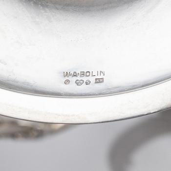 Kandelabrar, ett par, tvåarmade, silver, W.A. Bolin, Stockholm 1948.