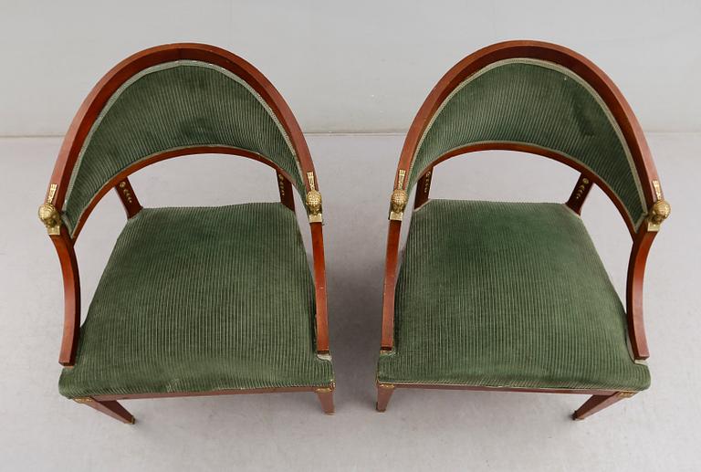 KARMSTOLAR, 1 par, empirestil, 1900-talets första hälft.