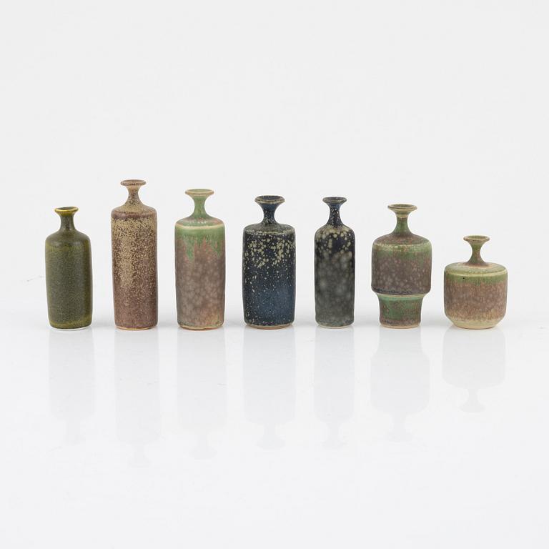 Rolf Palm, a set of seven miniature vases, Mölle.