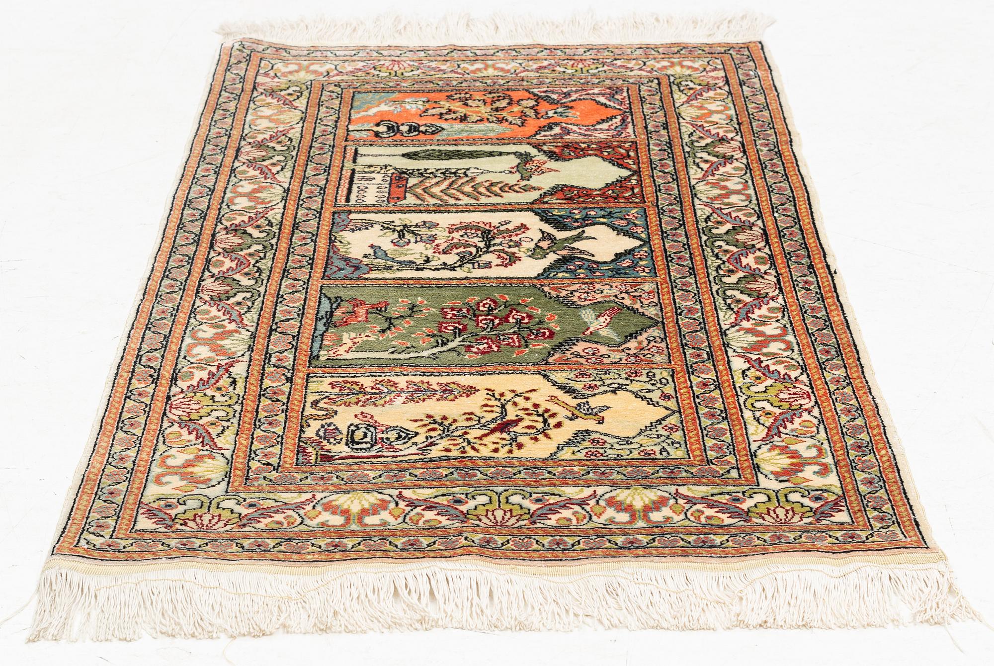Rug, silk Kaysari, approx. 116 x 63 cm.