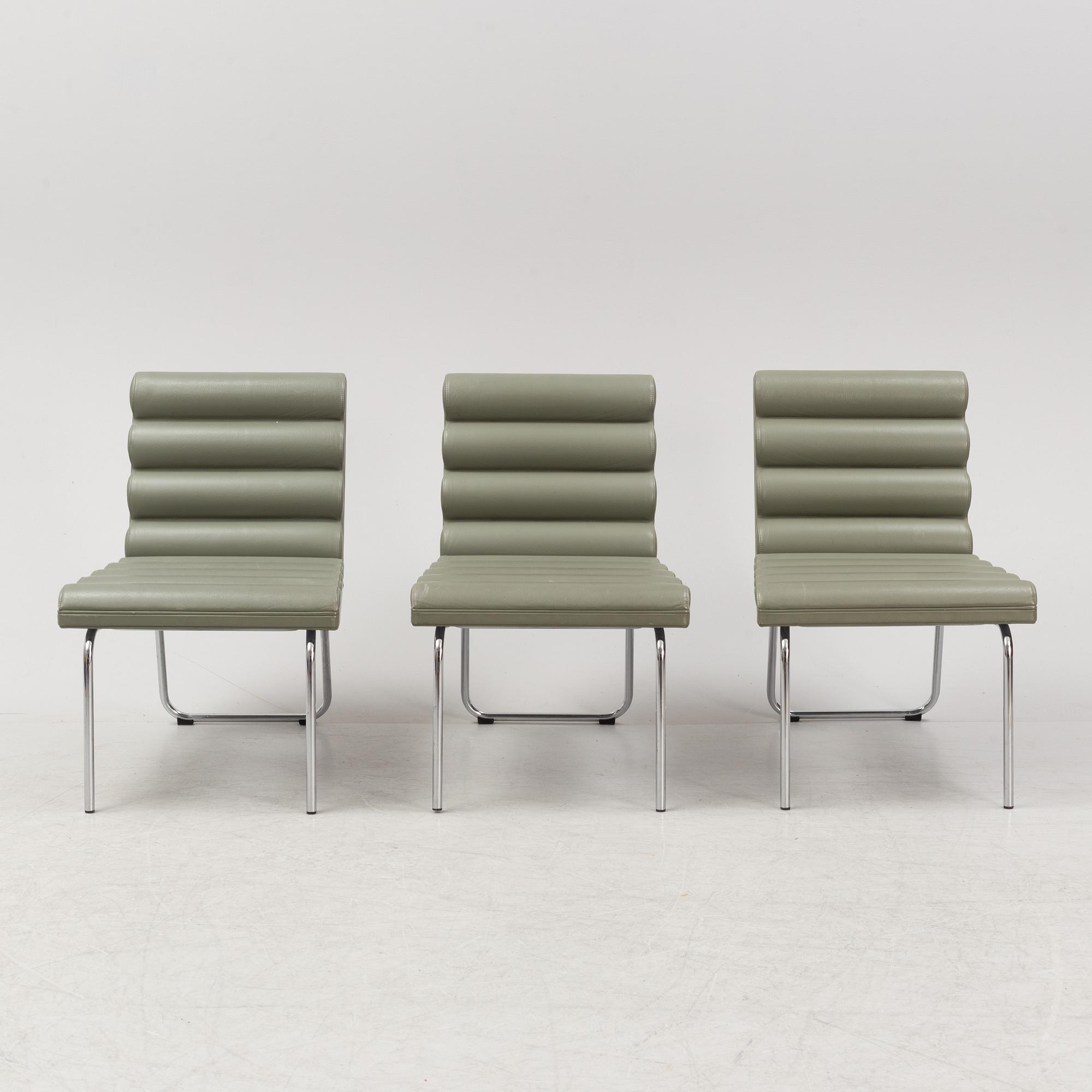 Gunilla Allard, a set of three 'Chicago' leather upholstered easy chairs, Lammhults, dated 2001.