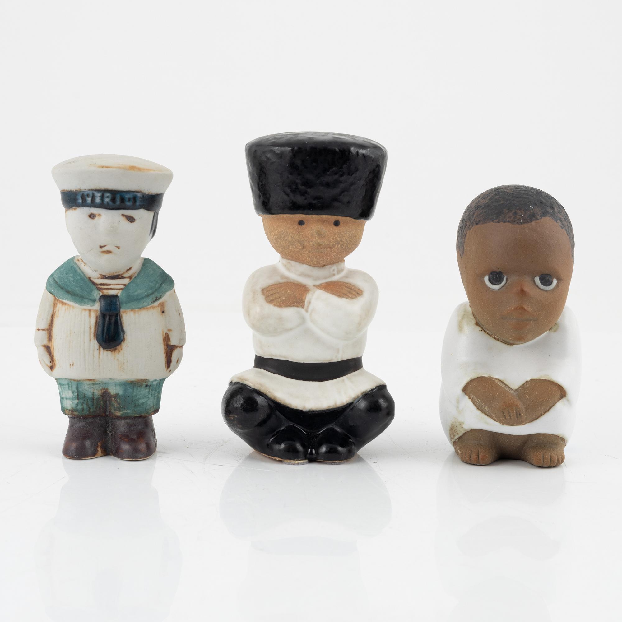Lisa Larson, six stoneware figurines, Gustavsberg, Sweden.