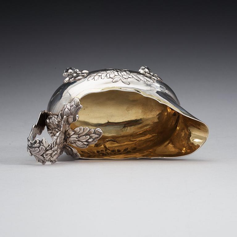 A Swedish 18th century parcel-gilt cream-jug, m arks of Anders Schotte, Uddevalla 1784.