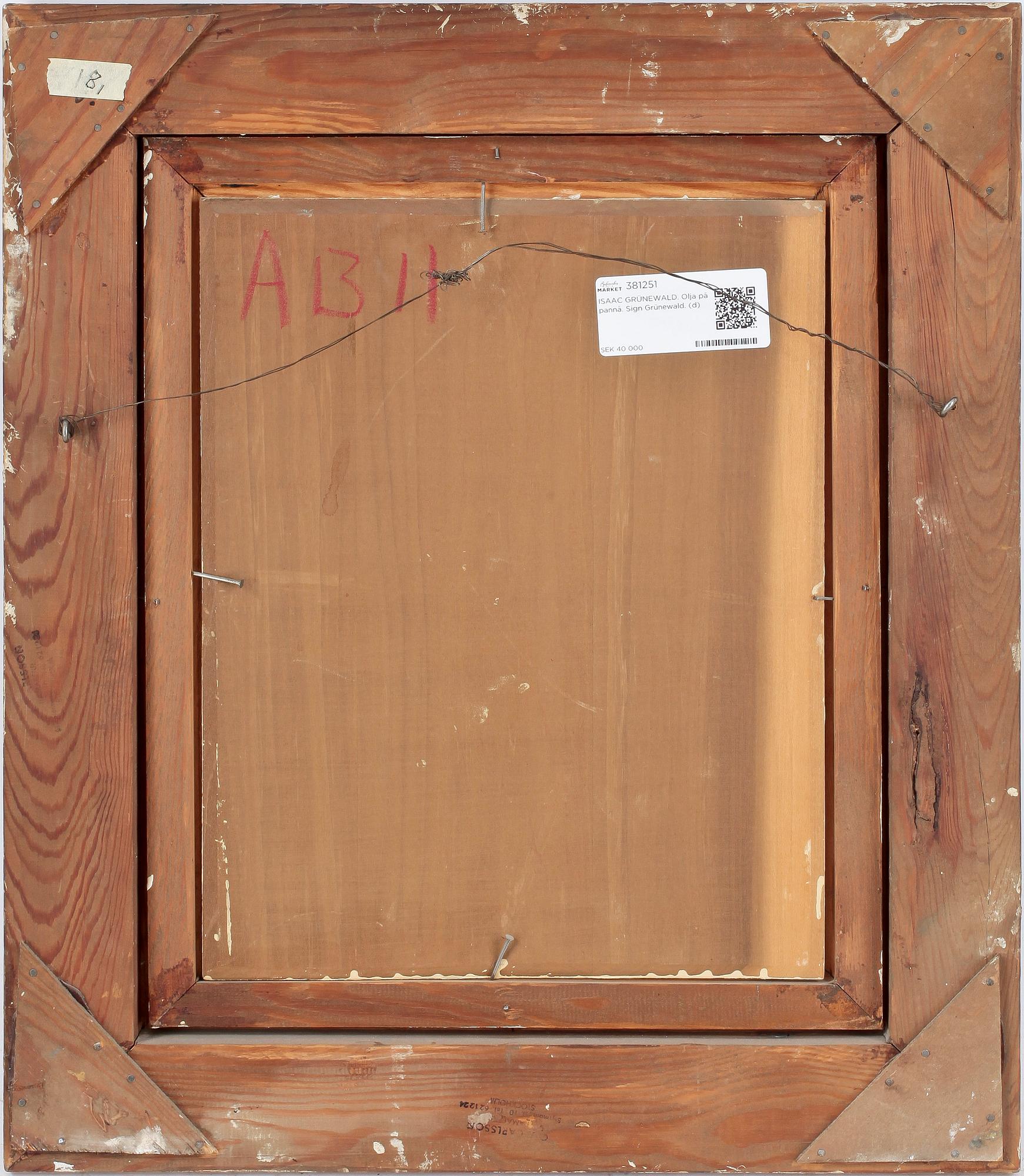 ISAAC GRÜNEWALD. Olja på pannå. Sign Grünewald.