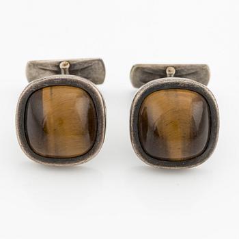 Arvo Saarela, cufflinks, silver with tiger's eye.