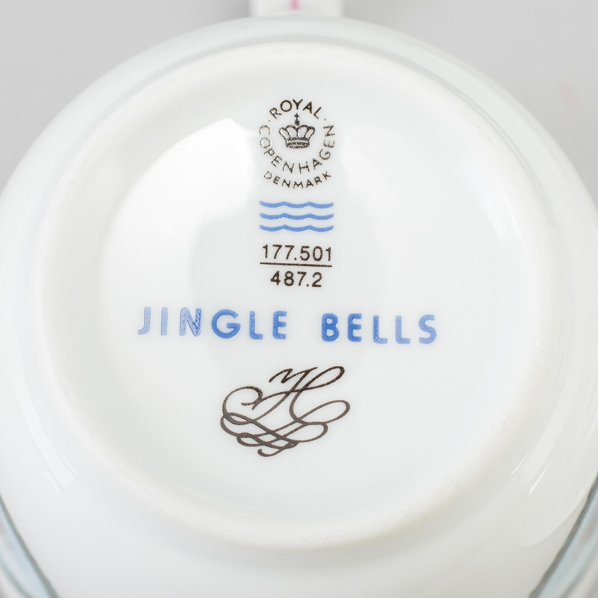 3 teacups with saucers, "Jingle bells", Royal Copenhagen.
