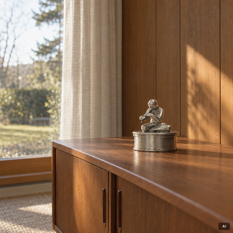 Nils Fougstedt, a pewter and brass lidded jar, Firma Svenskt Tenn, 1949, the jar with model nr A31.