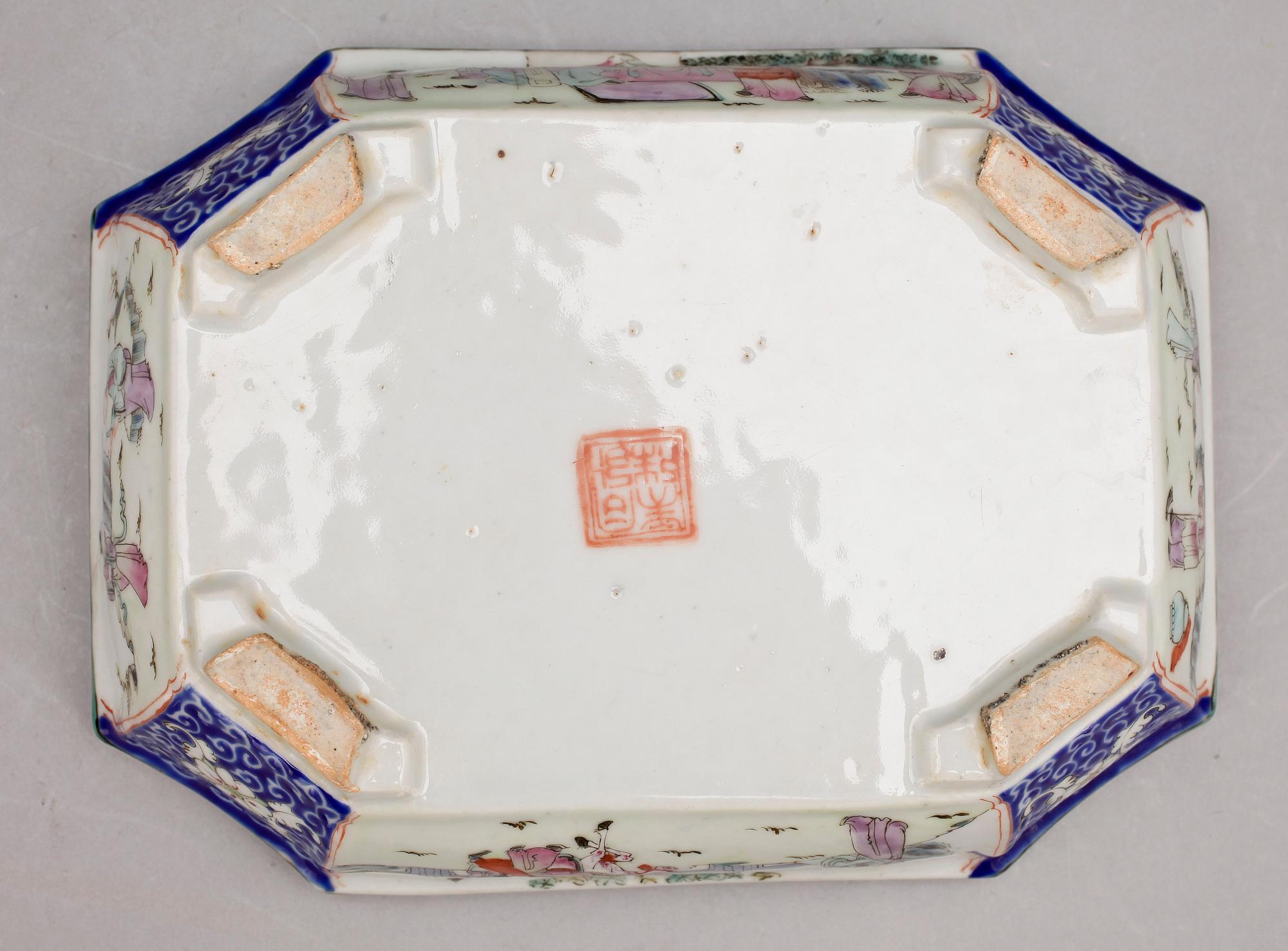 KAKTUSSKÅL, porslin, Kina sannolikt 1800-tal.