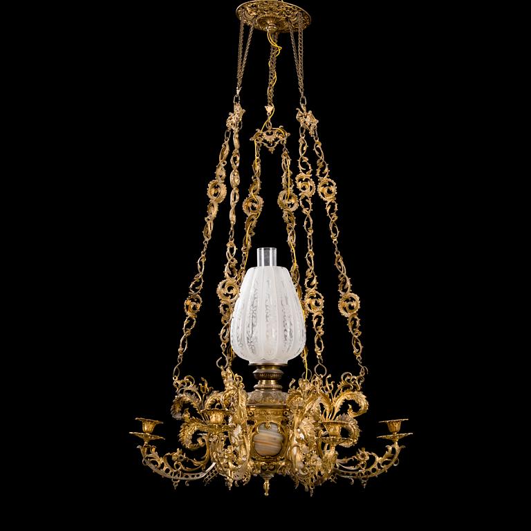 A pendant ceiling light from the end of the 19th Century.