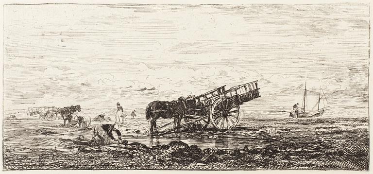 CHARLES FRANCOIS DAUBIGNY, etsningar, 2 st, en signerad i plåten.