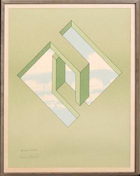 Oscar Reutersvärd, 2 color lithographes, signed EA.