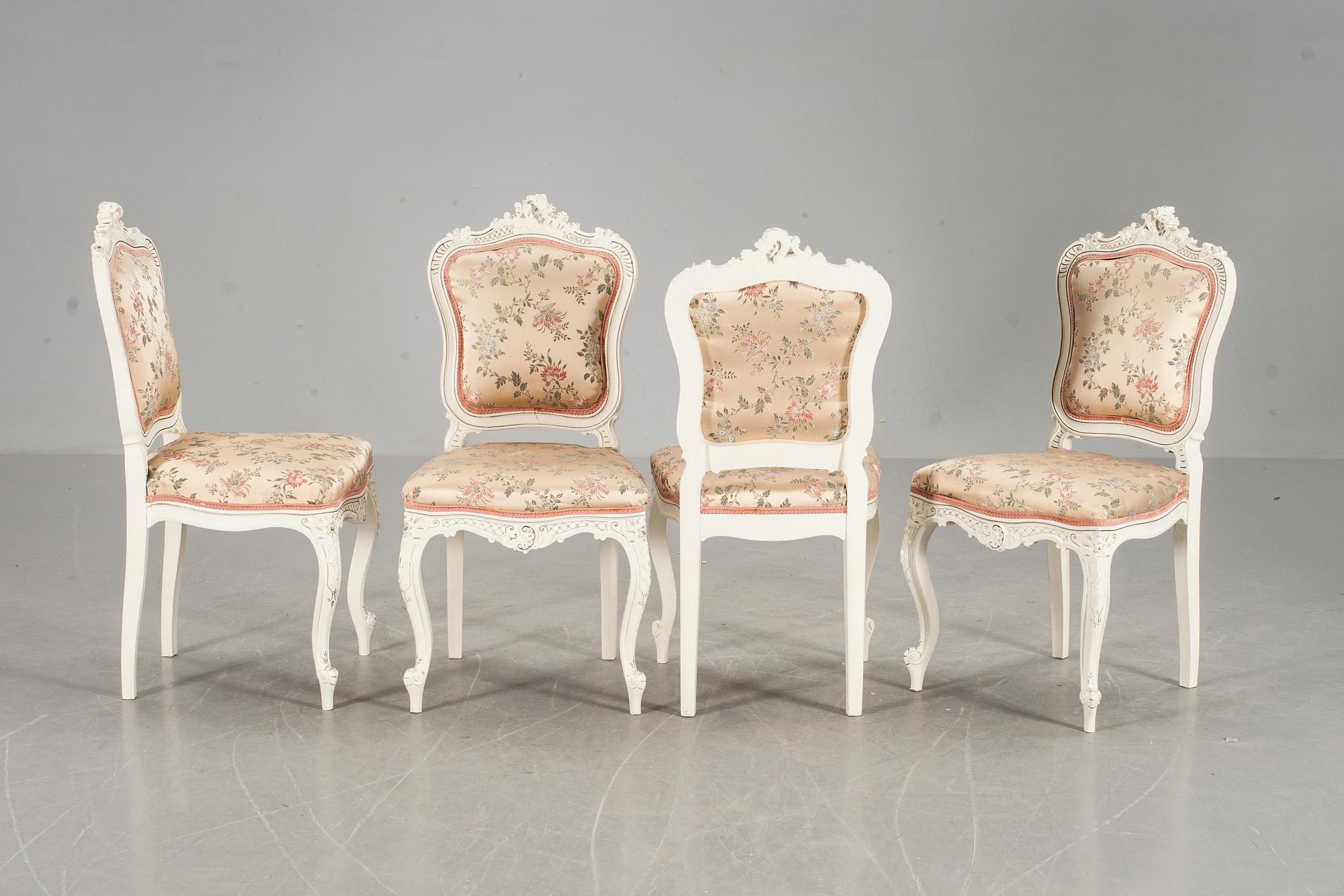 STOLAR, 4 stycken, ny-Louis XV-stil, 1900-tal.