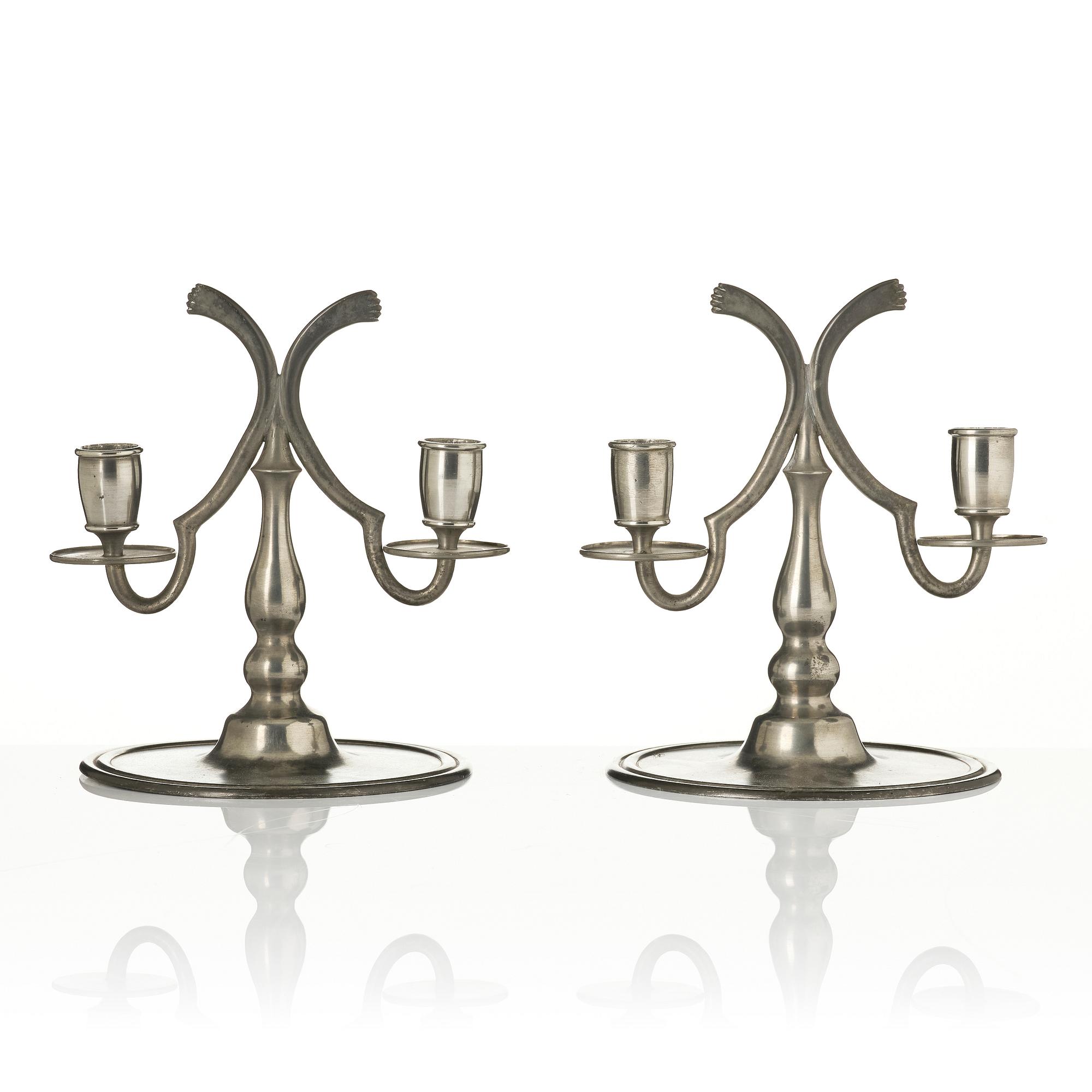 Nils Fougstedt, a pair of candelabra, Firma Svenskt Tenn, Stockholm, 1926.