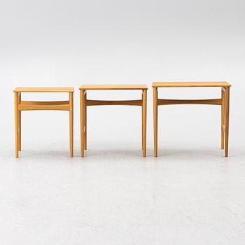 Hans J. Wegner, a 3 pieces nesting table, CH004, Carl Hansen & Søn, Denmark, contemporary.