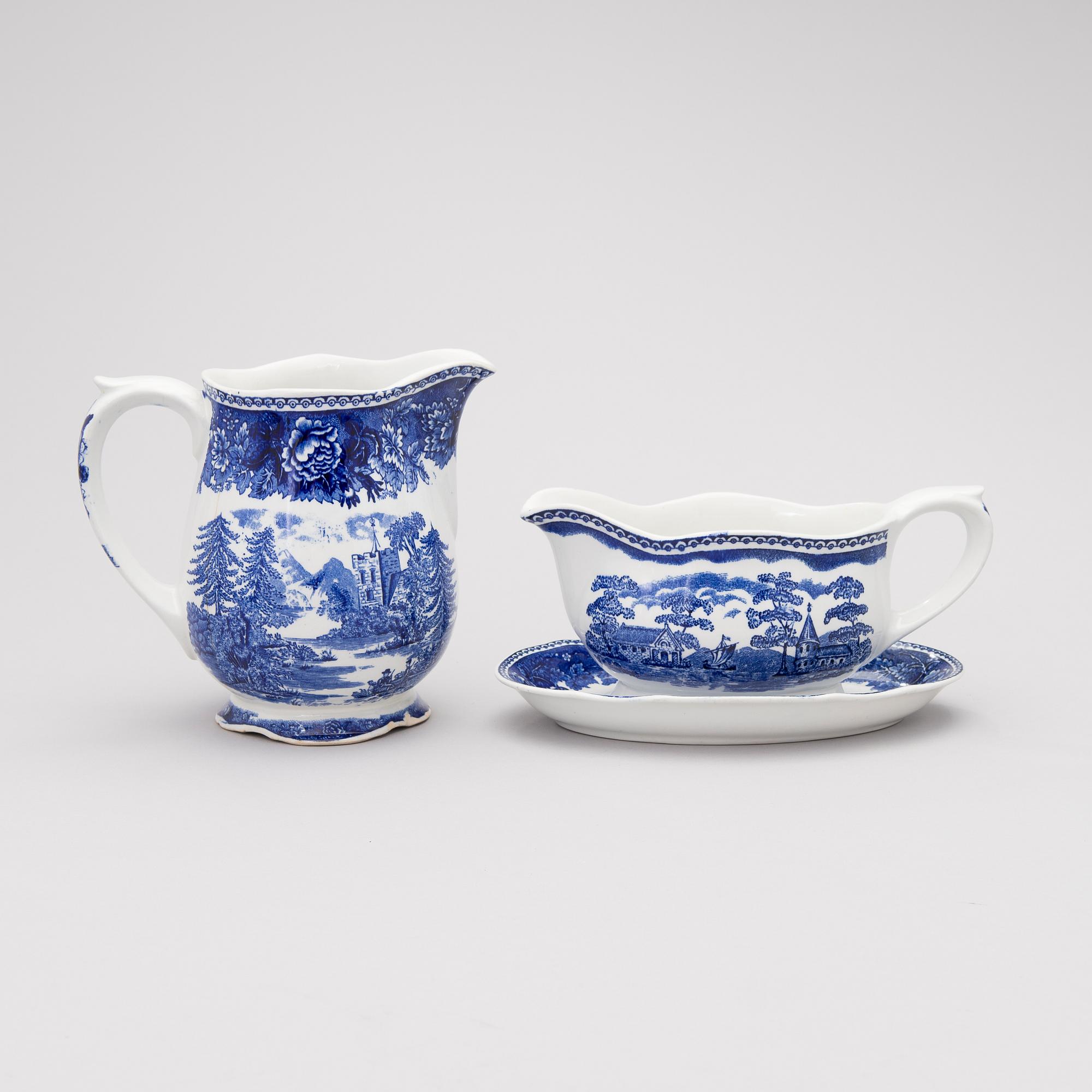 A 32-piece Blue Landscape dinnerware by Reinhard Richter, Arabia Finland 1964-1971.