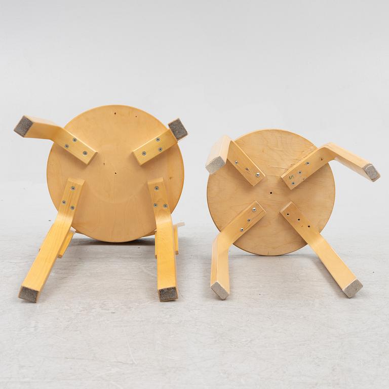 Alvar Aalto, A set of 3 model N65 chairs, and a model 60 stool, Artek, Finland, second half of the 20th century.