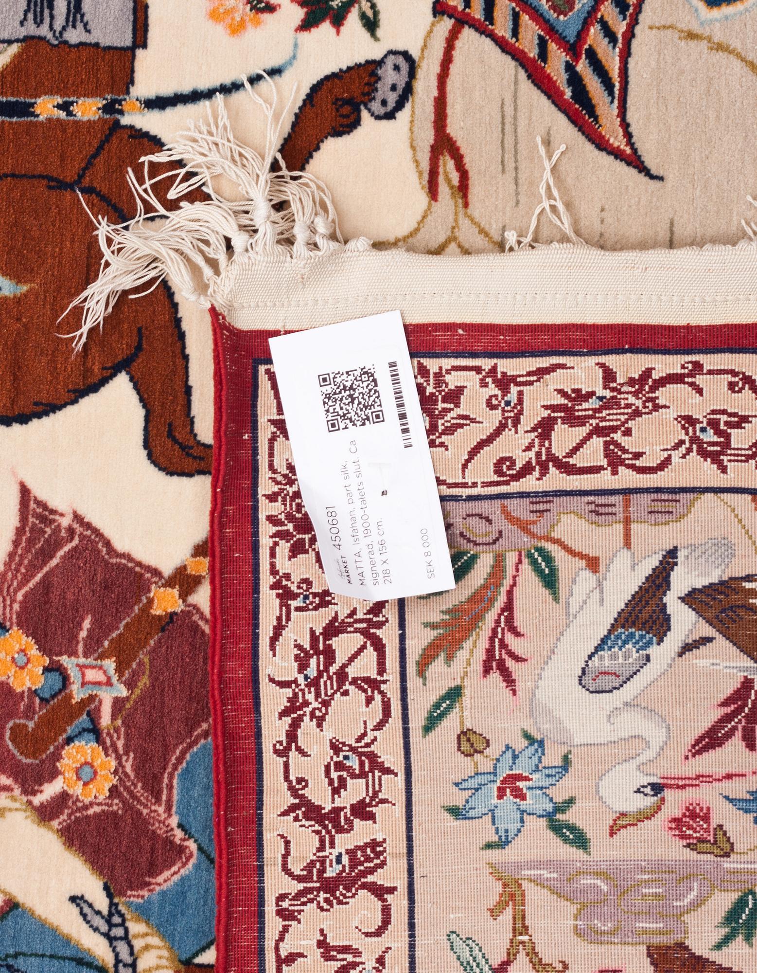 MATTA, Isfahan, part silk, signerad, 1900-talets slut. Ca 218 X 156 cm.
