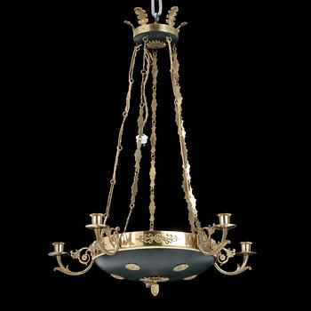 TAKAMPEL, mässing, empirestil, 1900-talets andra hälft. Höjd ca 72 cm.