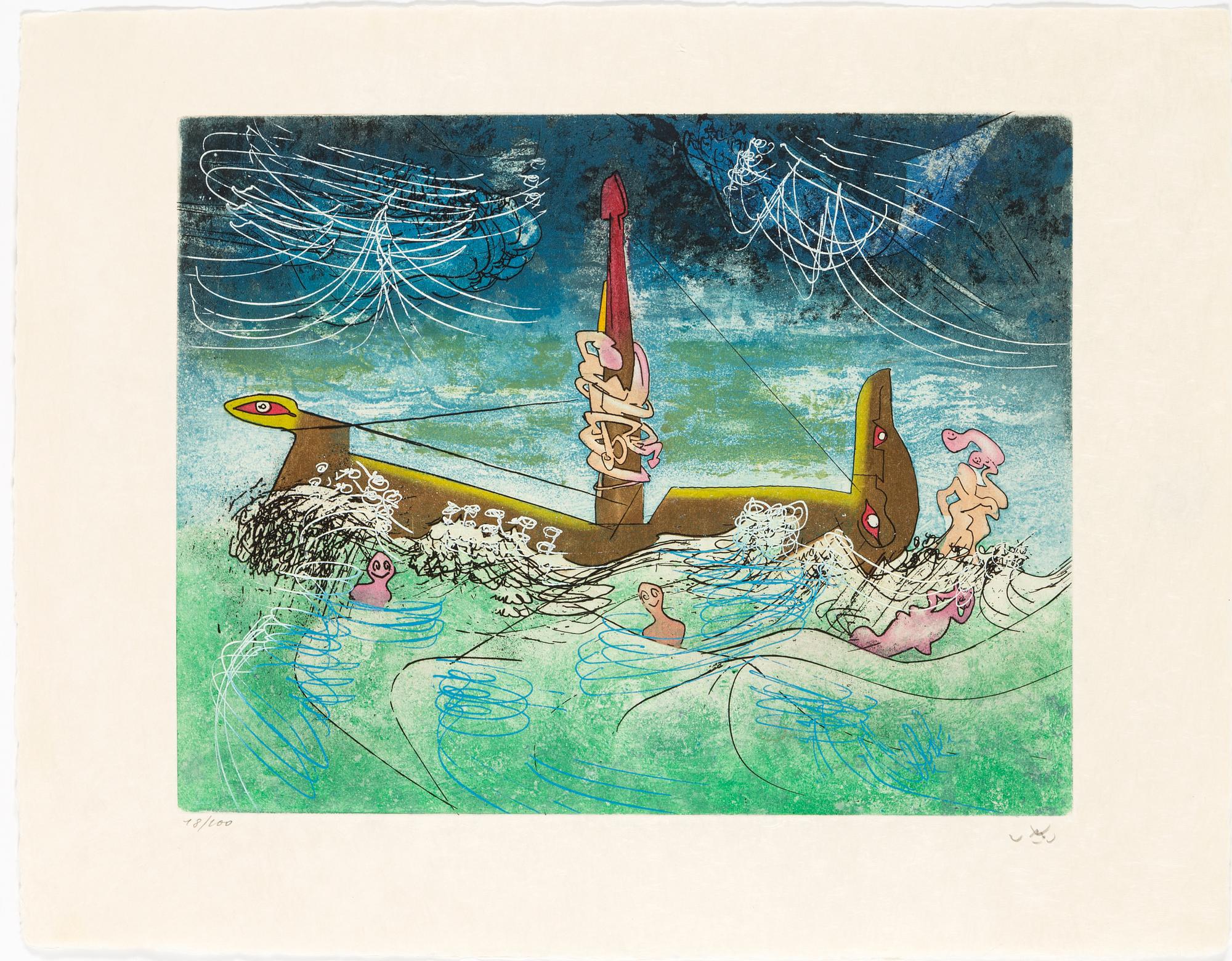 ROBERTO MATTA, 10 pieces of aquatint etchings named "Home' Mére", signed and numbered 71/100.