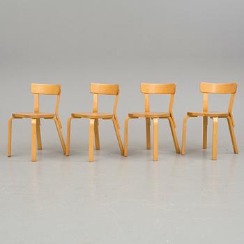 ALVAR AALTO, MATBORD samt STOLAR, 5 delar.