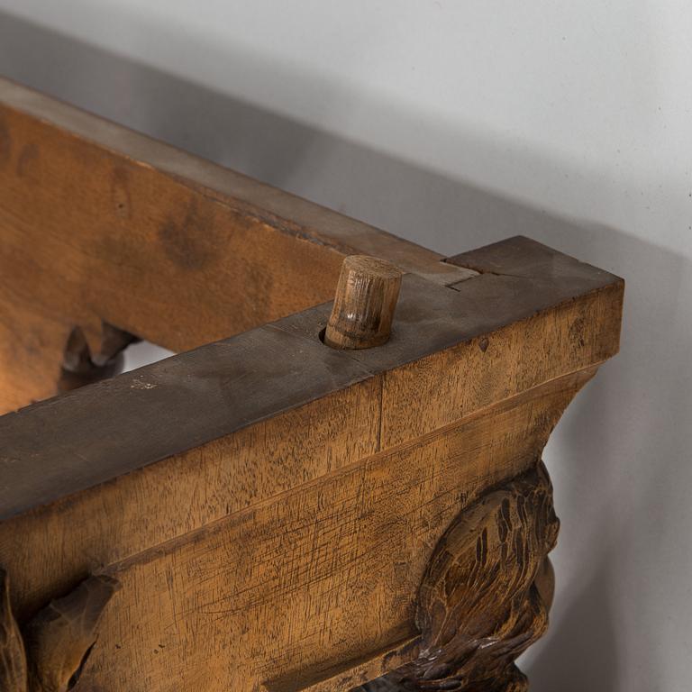 Walnut table, based on a model from Palazzo Pesaro in Venice, Purchased in 1893, Italy.