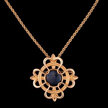 HALSSMYCKE / BROSCH, 14K guld, spektrolit. "Lilja", Kalevala Koru. Vikt ca 18,7 g.