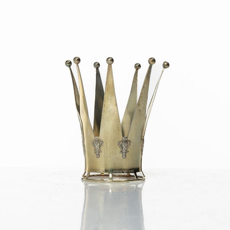 A parcel-gilt Swedish silver bridal crown, mark of Guldvaruaktiebolaget G. Dahlgren & Co AB, Malmö 1944.