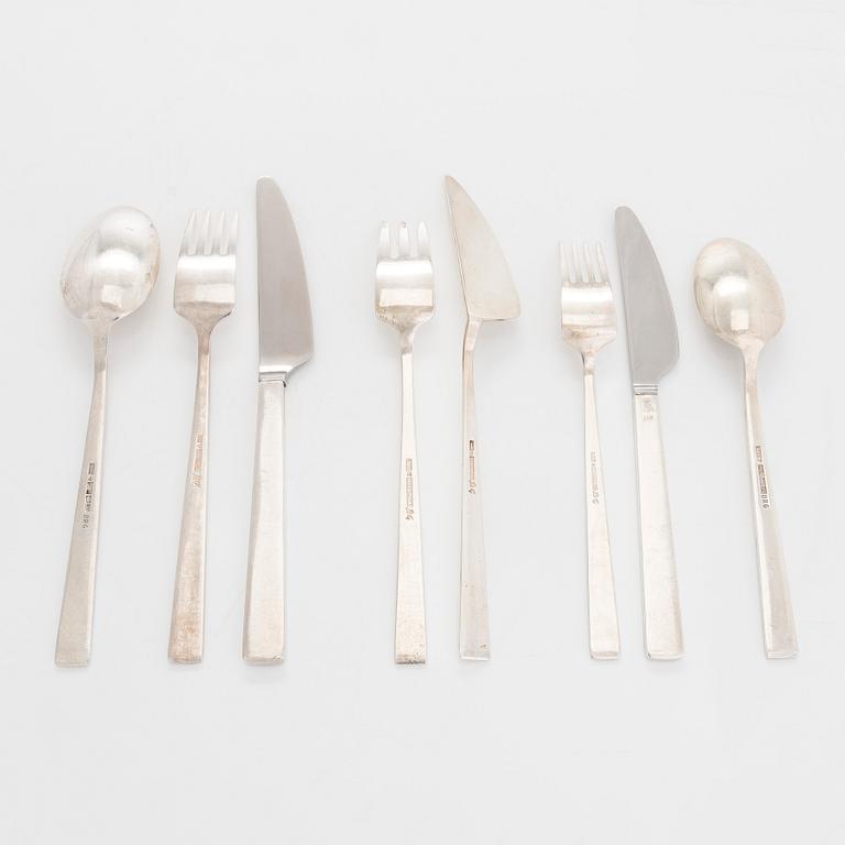 Bertel Gardberg, A 144-piece set of 'Birgitta' silver cutlery, Hopeatehdas Oy, Helsinki 1955-1974.