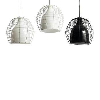 Lodes, three, 'Diesel Cage Pendant lamps', contemporary.