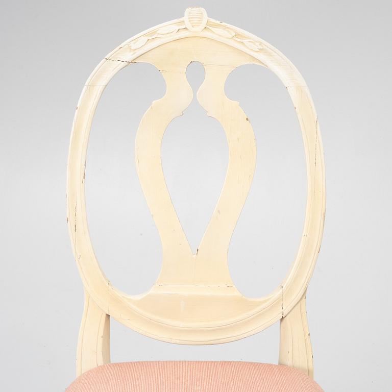 Three Gustavian chairs, late 18th Century.