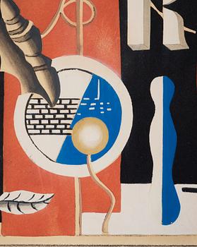 Fernand Léger After, "Le coquillage" pochoir, partly hand coloured by Erik Olson.