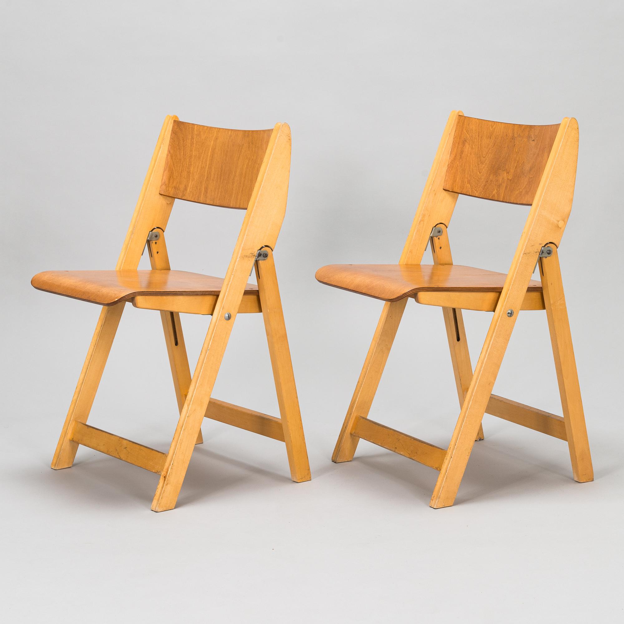 Six 1960s folding chairs for SOK Vaajakosken tehtaat.