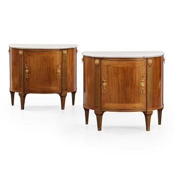 A pair of late Gustavian cupboards attributed to Gottlieb Iwersson (master in Stockholm 1778-1813), circa 1790.
