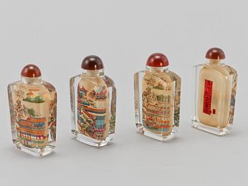 FLAKONGER, 4 st, glas, Kina, 1900-talets andra hälft.