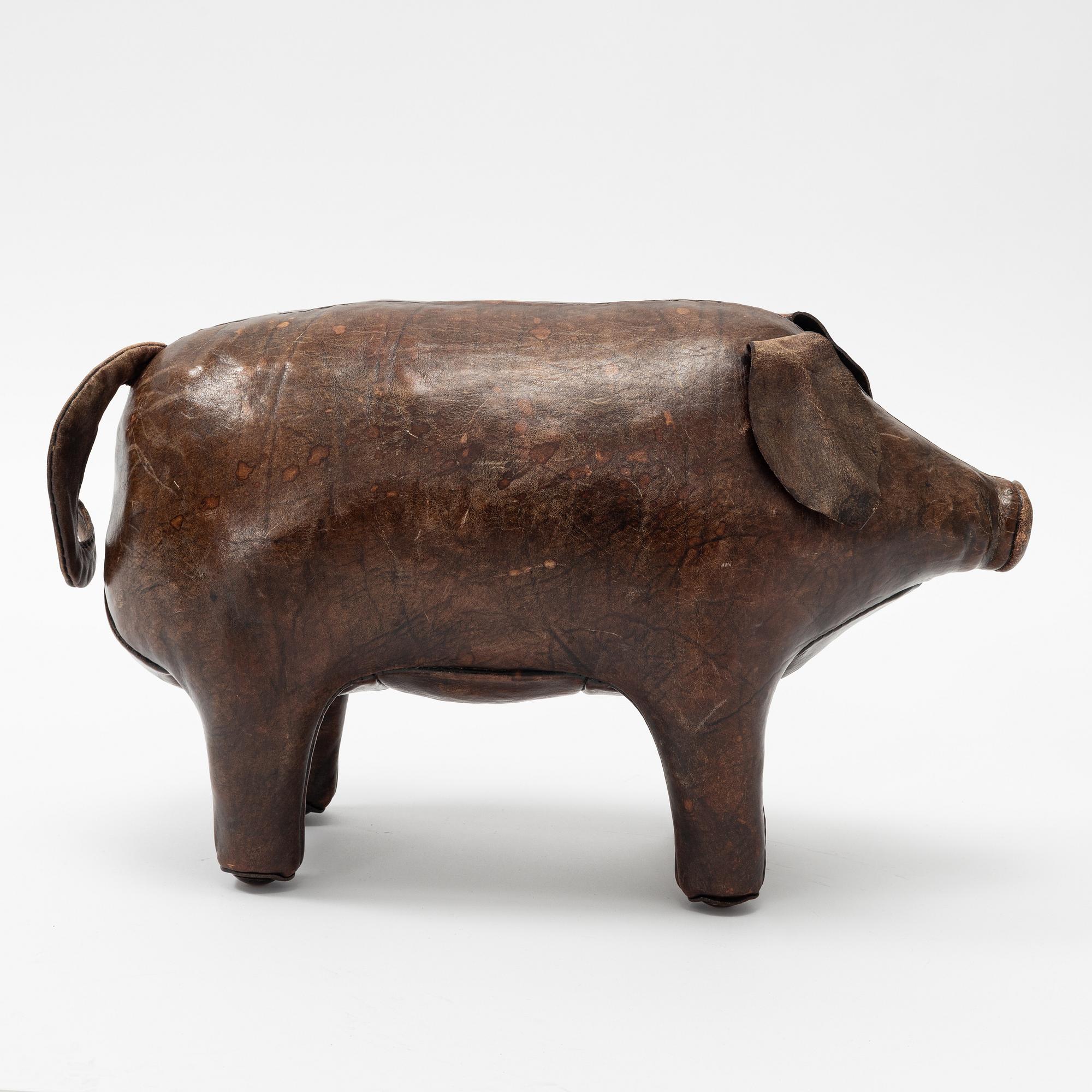 Dimitri Omersa & Co, a leather foot stool, later part of the 20th Century.
