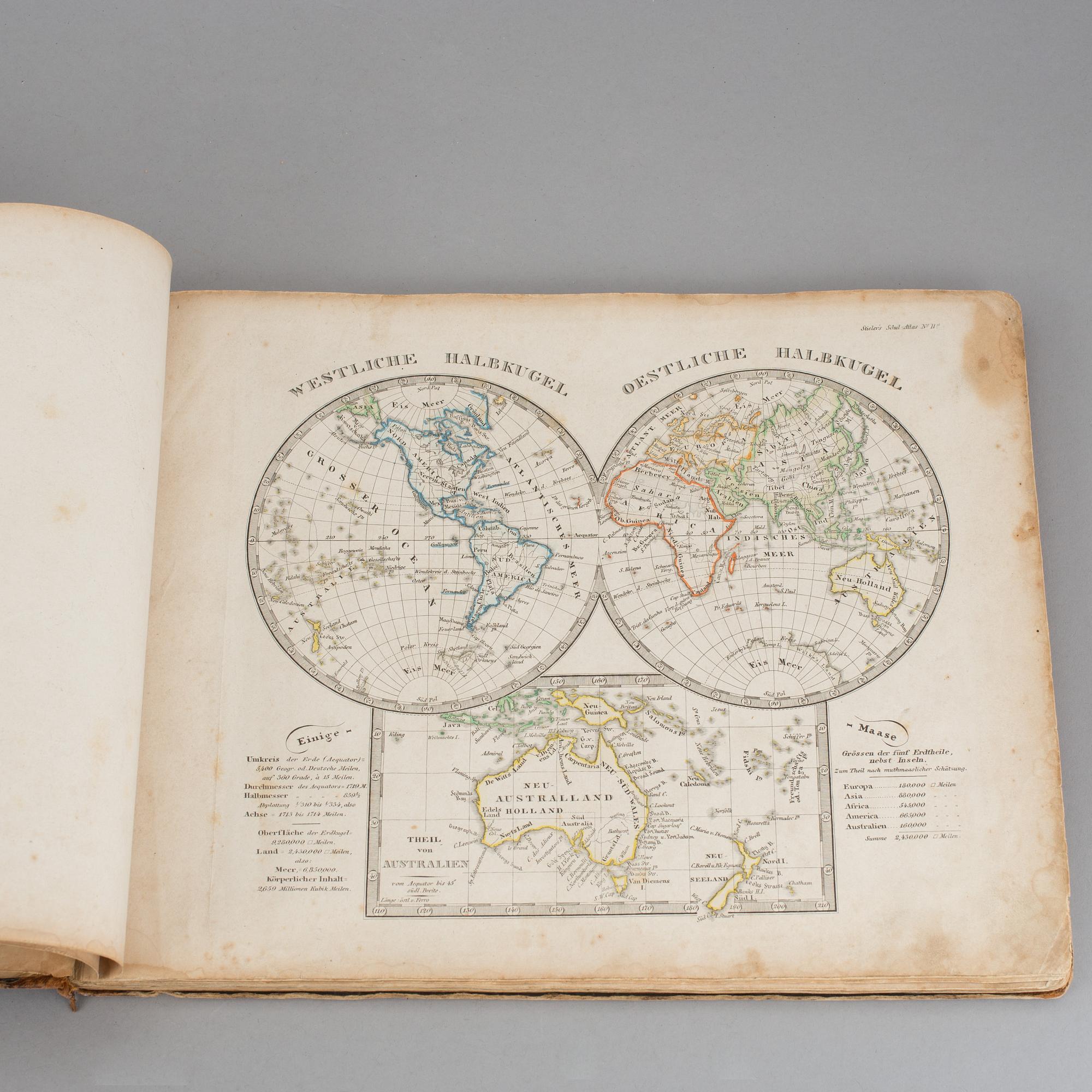 ATLAS, "Stieler´s Schul-Atlas", 1800-talets mitt.