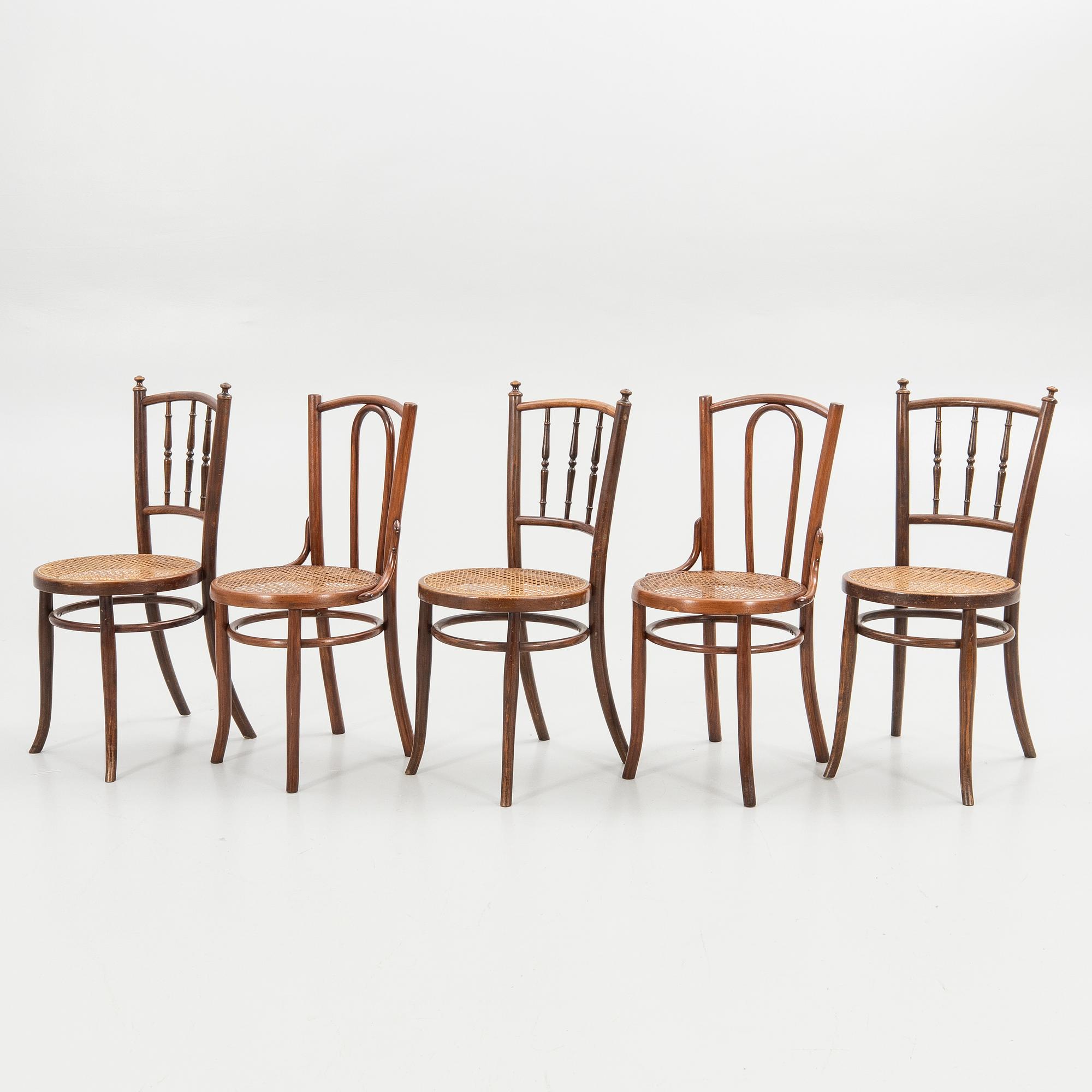 Chairs, 5 pieces, early 20th century.